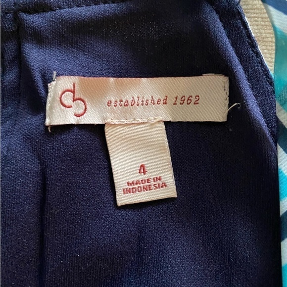 Dress Barn Turquoise Navy White Kerchief Dress Size 4 - Picture 9 of 11